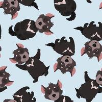 Blue Australian Tasmanian devil seamless pattern vector