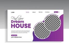 Real estate landing page banner template vector