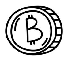 Doodle bitcoin, Vector crypto money isolated on white baground
