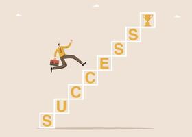 Man running up the ladder of success vector