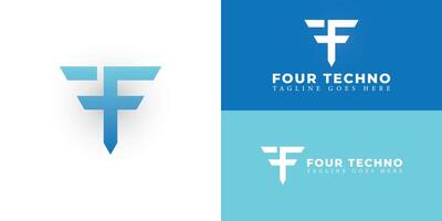 Abstract initial letter FT or TF logo in blue color isolated in white background applied for real estate technology logo also suitable for the brands or companies have initial name TF or FT. vector