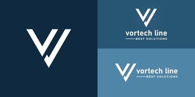 abstract initial letter V and L logo in white color isolated in blue backgrounds applied for technology company logo design also suitable for the brands or companies that have initial name VL or LV vector