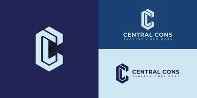 Initial letters CC rounded hexagon shape monogram blue simple modern logo presented with multiple background colors. The logo is suitable for construction company logo design inspiration vector