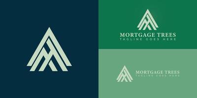 Abstract initial letter MT or TM logo in soft green color isolated in blue navy background applied for real estate company logo also suitable for the brands or companies have initial name TM or MT. vector