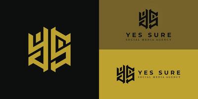 Abstract initial letter YS or SY logo in yellow color isolated in black background applied for social media management company logo also suitable for the brands or companies have initial name SY or YS vector