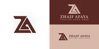 Abstract Alphabet letters monogram logo AZ or ZA in deep red presented with multiple background colors. The logo is suitable for the jewelry business logo design inspiration template vector