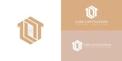 Abstract initial letter LL mirror, minimalist line art hexagon shape logo presented with multiple background colors. The logo is suitable for real estate property company logo design inspiration vector