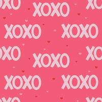 Romantic xoxo seamless pattern. Valentine day repeated text ornaments with hearts. Vector illustration design for background, textile, fabric, wrapper.