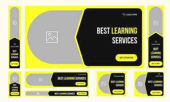 Learning web set banner design for social media post, creative education system banner design, fully customizable vector eps 10 file format