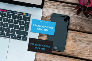 Double Side Business Card or Thank You Cards PSD Mockup