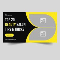 Vector illustration beauty vlogging thumbnail banner design, customizable vector eps video cover banner design, spa and beauty salon video tutorial thumbnail vector eps 10 file format