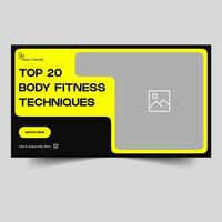 Trending video thumbnail banner design for fitness body, daily fitness tips and tricks video cover banner design, fully customizable vector eps 10 file format