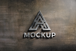 logo maquette 3d style sur texture mur psd