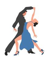 Dancing couple, man and woman dance tango. Illustration, vector