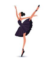 Elegant ballerina, woman dancer in a flying pose. Illustration, vector