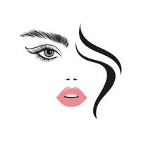 Line art, contour drawing of a beautiful woman with long hair. Beauty logo. Fashion and beauty concept. Vector