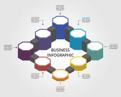 Octagon step level chart template for infographic for presentation for 8 element timeline vector