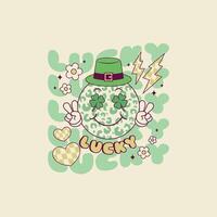 cute retro happy face illustration for the holidays patrick day vector