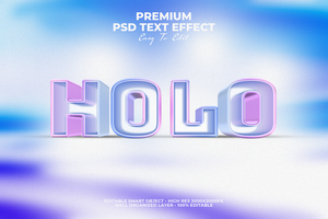 3d Holographic text effect psd