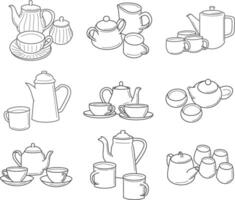 Tea Set With Pot vector