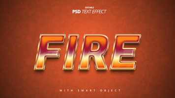 Fire brown gradient text effect design psd