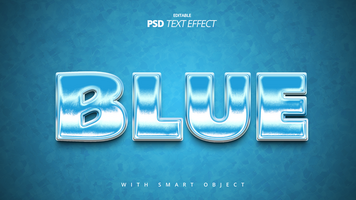Blue ice gradient shiny text effect design psd