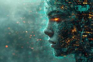 AI generated An abstract silhouette of a digital person. The concept of artificial intelligence photo