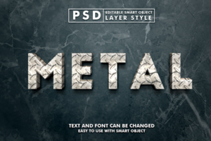 metal editável texto efeito psd