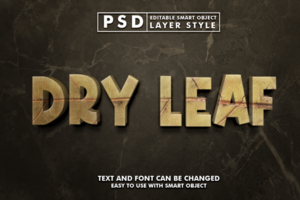 Dry Leaf Editable Text Effect psd