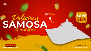 Samosa und Essen Speisekarte Netz Banner Design psd