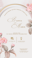 Digital Wedding Invitation with Red Flower psd