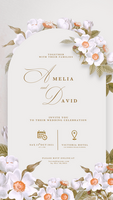 Digital Wedding Invitation with White Rose psd