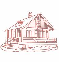 red outline wood house easy to coloring it for learning media draw your little son vector