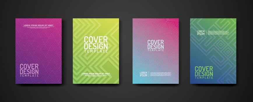 set cover Design template  with geometric lines textured pattern background and dynamic gradation color vector