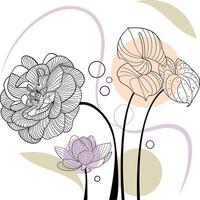 silhouette of flowers for interior decoration with pastel colors and vintage style, vector illustration