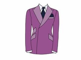 Vector illustration of Tuxedo dress in purple color on white background. The theme of fashion clothing is based on business and work.