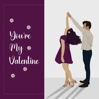 Modern Vector Happy Valentine's Day Couple Dance Social Media Post Template