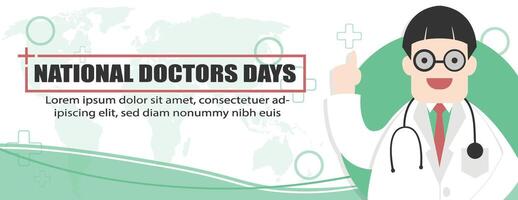 Banner template National Doctor's Day. Vector illustration in flat style on a white background.