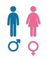 Gender symbol. Female and male icon. Man and woman sign. Pink and blue vector