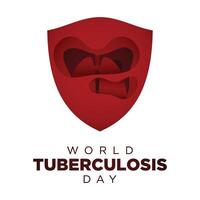 World Tuberculosis Day with shield paper cut design style vector