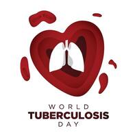 World Tuberculosis Day with love paper cut design style vector