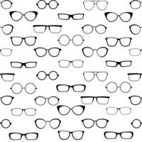 Vector Seamless pattern with glasses. Stylish frame, eyeglasses optical eyesight different shapes, frames and fashion rims.