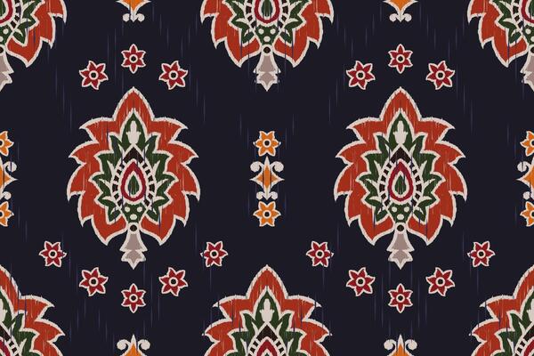 Ikat tribal Indian seamless pattern. Ethnic Aztec fabric carpet mandala ornament native boho chevron textile.Geometric African American oriental traditional vector illustrations. Embroidery style.