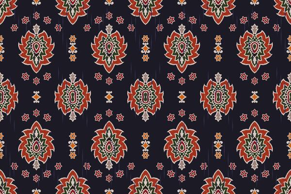 Ikat tribal Indian seamless pattern. Ethnic Aztec fabric carpet mandala ornament native boho chevron textile.Geometric African American oriental traditional vector illustrations. Embroidery style.