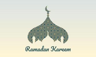 Ramadan Kareem background concept with silhouette of mosque. Vector illustration.