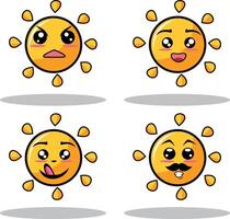 Collection of cute emoticon emoji. Doodle cartoon vector