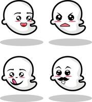 Collection of cute emoticon emoji. Doodle cartoon vector