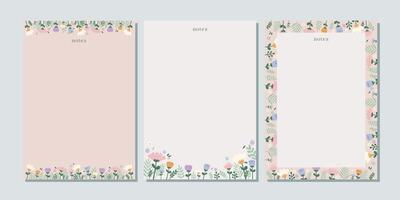 Spring notes and letters concept print template. Pastel flat illustration. For spring letter, scrapbooking, invitation, greeting card. A4 format vector