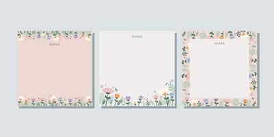 Spring memo notes concept print template. Pastel flat illustration. For spring letter, scrapbooking, invitation, greeting card. A4 format vector