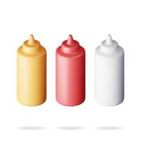 3D Set of Blank Plastic Bottles for Fast Food vector